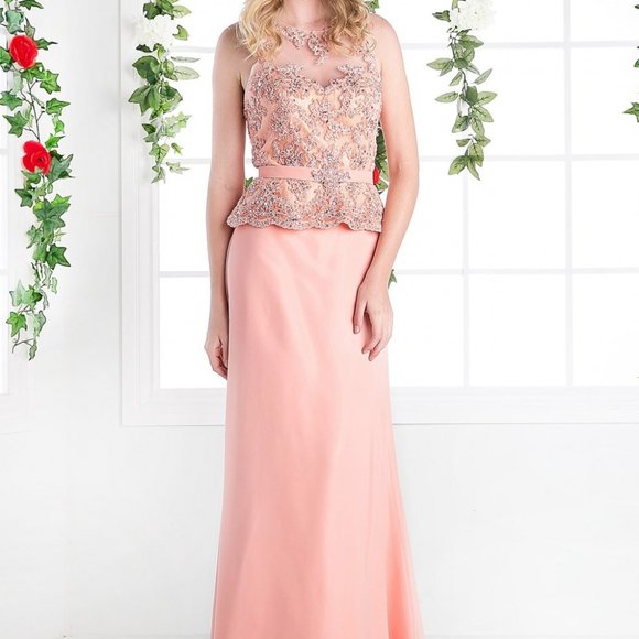 Illusion Neck Sheath Shape Prom Dress CDCK53